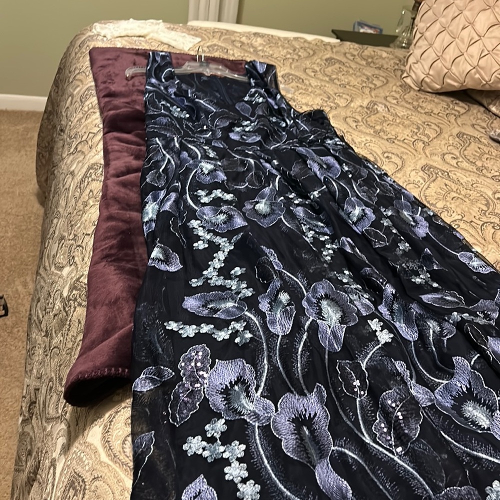 Navy Blue embroidered/sequined special occasion dress.
